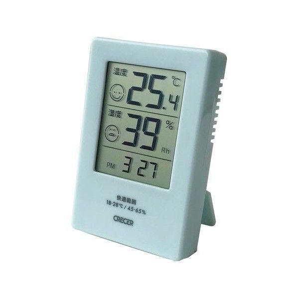 クレセル デジタル時計付 温湿度計 ブルー CR-2600B 1台