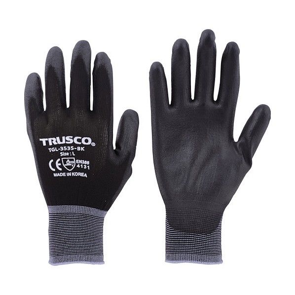 トラスコ(TRUSCO) カラーナイロン手袋PU手のひらコートブラックL 300 x 135 x 10 mm TGL-3535-BK-L 1双