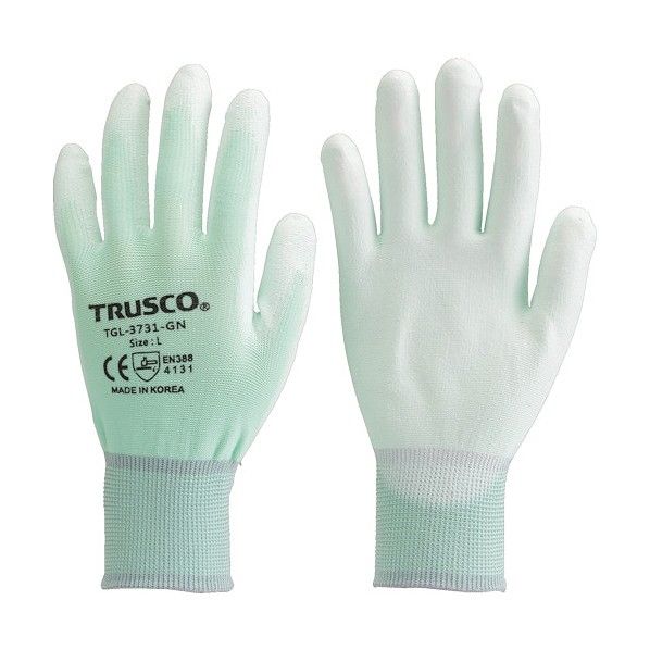 トラスコ(TRUSCO) カラーナイロン手袋PU手のひらコートグリーンM 300 x 140 x 15 mm TGL-3731-GN-M 1双