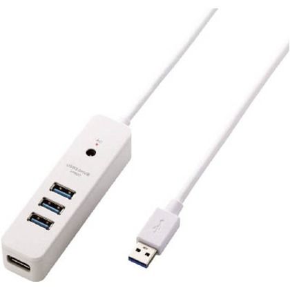 エレコム USB3.0ハブ4ポート強力マグネット付コードキーパー付ホワイト 100 x 74 x 210 mm