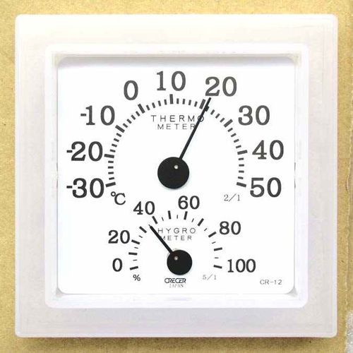 クレセル 温湿度計クリア・ミニホワイト CR-12W
